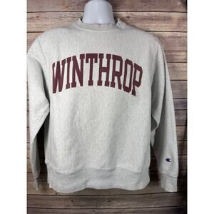 Y2k Champion Reverse Weave Sweatshirt Men's medium  Gray Winthrop University Cre